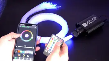 

RGBW Fiber Optic Light Device Engine Smart APP Control 28key Music Audio sound Controller 12W+3M*295Pcs mixed cable Ceiling Kit