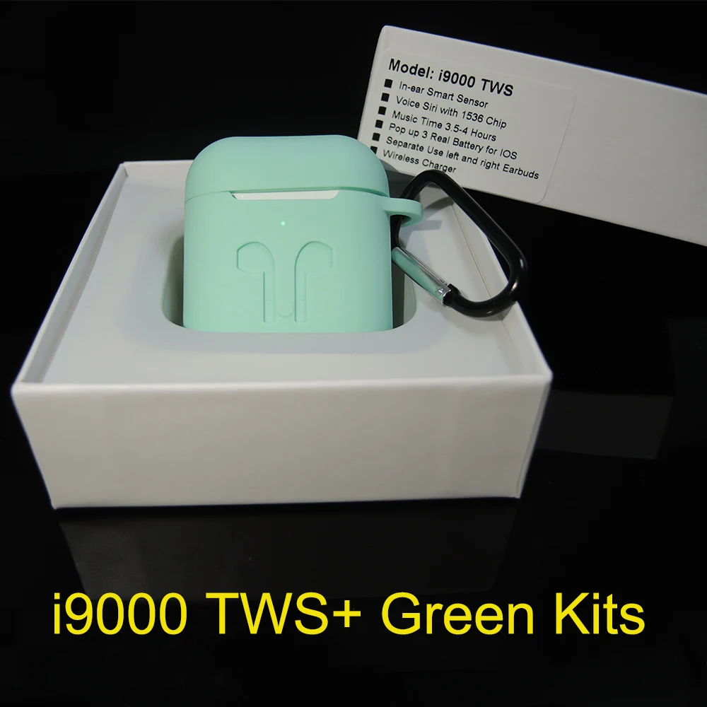 i9000 Add Green Kits I9000 tws Pop Up Беспроводная зарядка gps расположение для IOS Bluetooth изменение имени наушники pk W1 H1 чип i200 i90000 TWS - Цвет: i9000 Add Green Kits