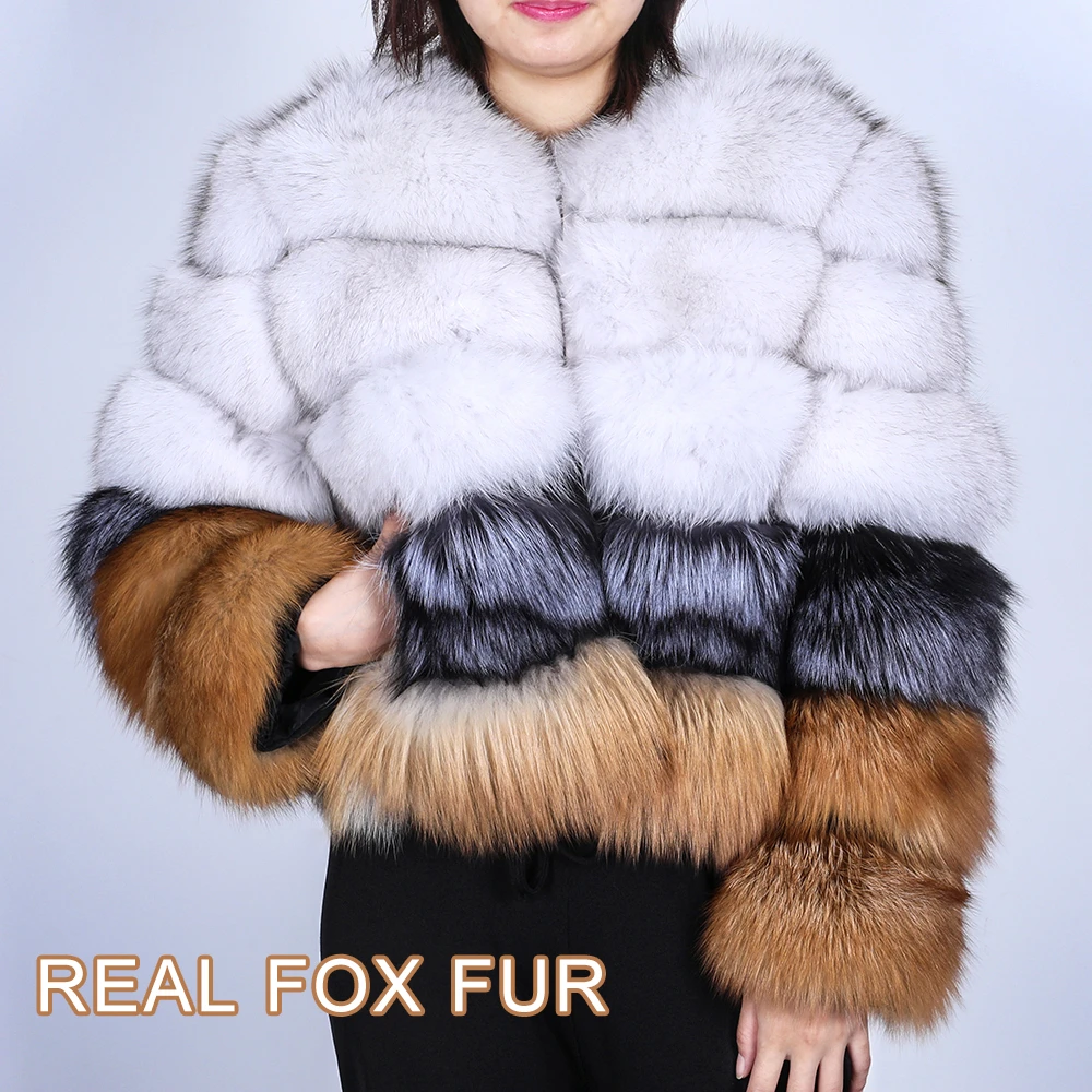 Thick Warm Real Fox Fur Coat  ODDFOX Brand Luxury Natural Fox Fur Winter Women  Outerwear Streetwear down coats & jackets