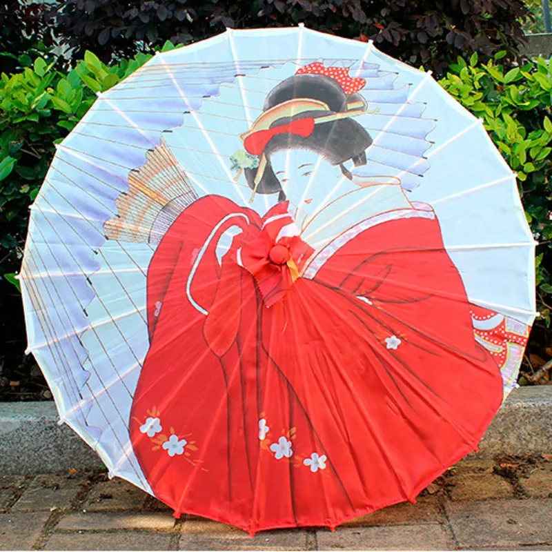 Ombrello Giapponese Tradizionale In Carta Washi E Bambù - Motivo Fiori Di Ciliegio, Parasole Per Costume Han E Fotografia