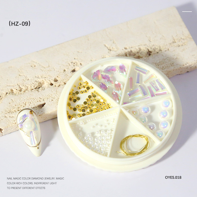 Color Chameleon Stone Nail Rhinestone Cavair Glitter Nails Pearl Beads 3D Nail Art Decoration In Wheel Accessories