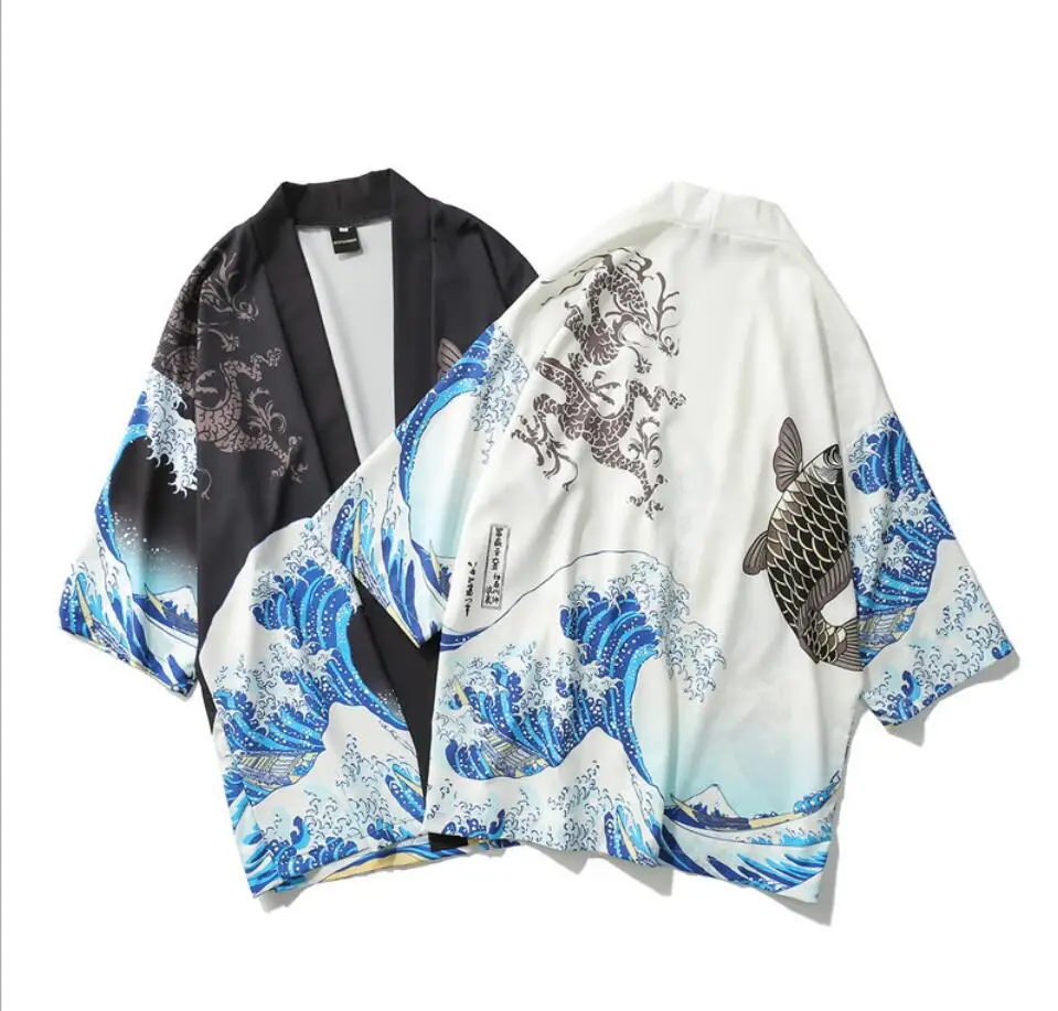 

Kimonos Women Harajuku Cardigan Japanese Kimono Summer Carp Print Loose Shirt Tops Casual Woman Man Kimonos Coat Couple