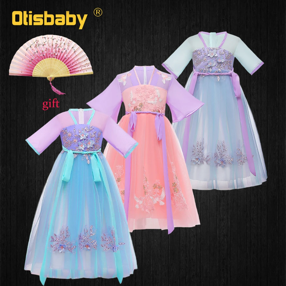 Christmas Girls Mulan Dress Teenagers Summer Chiffon Soft Dresses Chinese Traditional Clothing Children's Birthday Party |