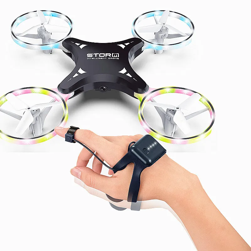 

New Style Remote Control Folding Gesture Induction Vehicle LED Colored Lamp Four-axis Watch Unmanned Aerial Vehicle Set High Int