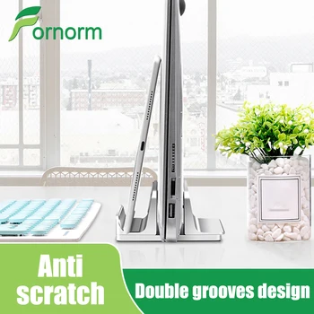 

Laptop Holder Double Vertical Adjustable Vertical Stand Space Saving Desktop Mount Bracket Pad For Apple MacBook Lenovo Ipad