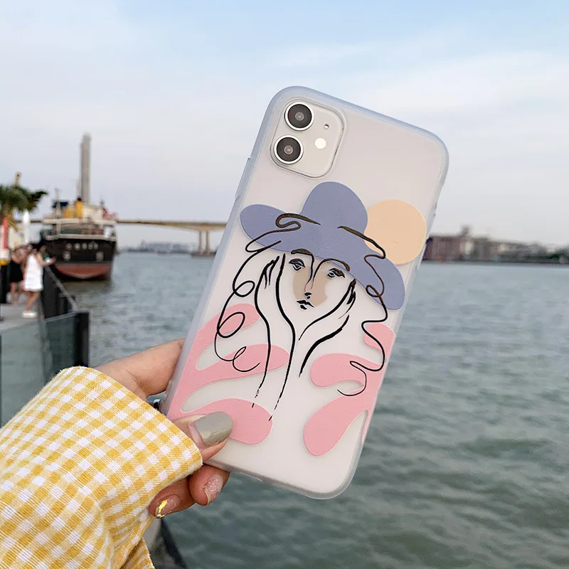 Милый ретро чехол для телефона с абстрактным рисунком лица девочек iPhone 12 11 Pro Max XR X
