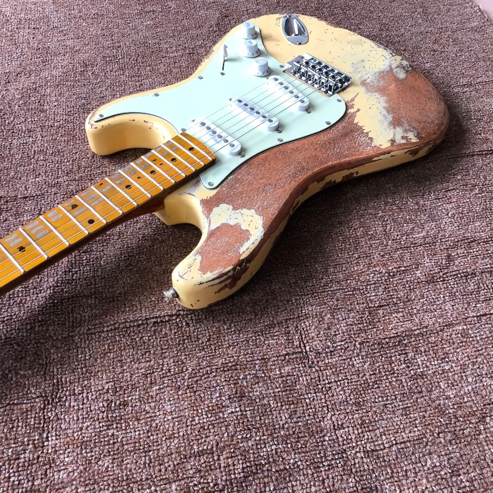 Электрогитара, ручной работы 6 струн клен гриф, высокое качество пикапы gitaar, relics by hands guitar ra