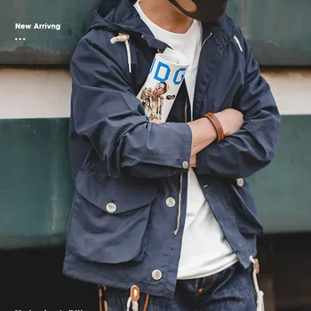 

men jacket Loose windbreaker bomber jacket jacket Vintage jackets Loose hooded work jacket Safari Military jacket men