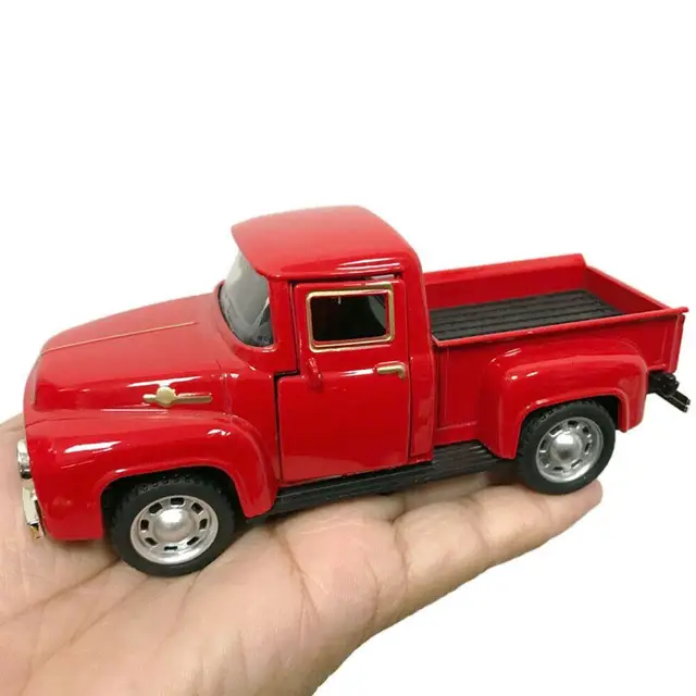 1/32 Red Metal Truck Toy Vintage Red Mini Desktop Decoration Kids Children's Christmas New Year Toy Gifts Home Office Decoration 4
