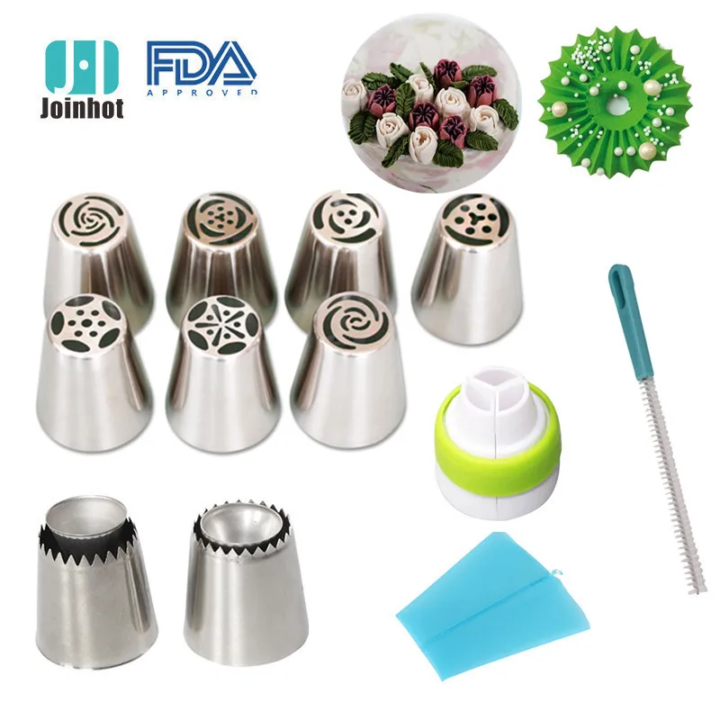 12pcs Drop shippingDIY сопло из нержавеющей 7 шт. набор насадки для кондитерского мешка; для поставки в Россию и одну силиконовую сумку и одну муфту - Цвет: 12pcs