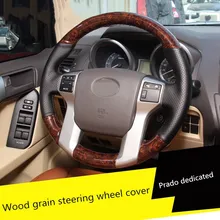 steering wheel cover DIY Hand sewing Genuine leather car steering wheel covers for Toyota Prado 2010 2015 Car Accessories