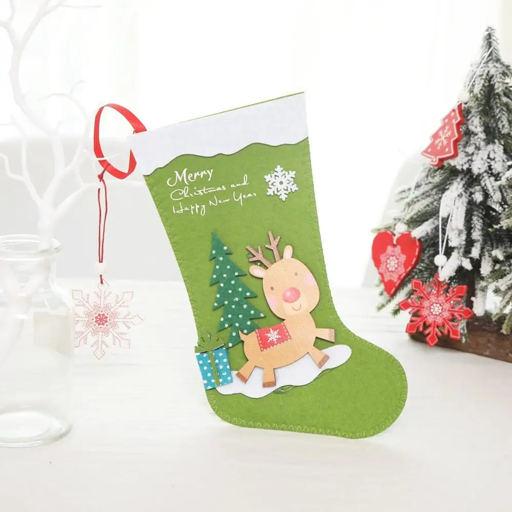 Рождественские носки-чулки с Санта-Клаусом и снеговиком, подвесные украшения с подвеской в виде елки, подарочные сумки для дома, новогодние вечерние украшения 62731 - Цвет: 2PD-62726-3