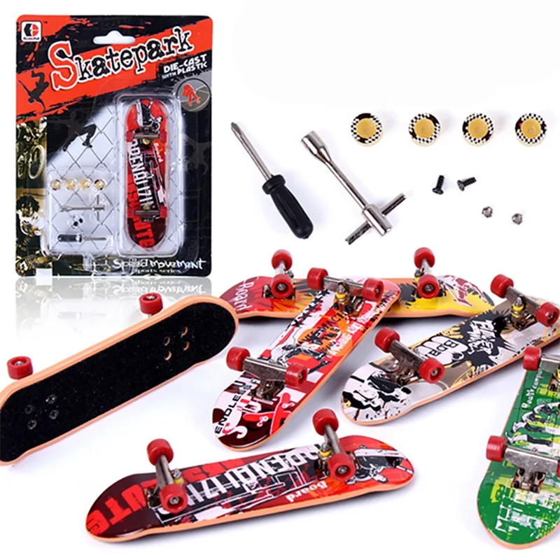 Aluminum Alloy Fingerboard Skateboard Children Deck Sport Game Gift Novelty Finger Skateboard with tools Toys for Adults  Kids