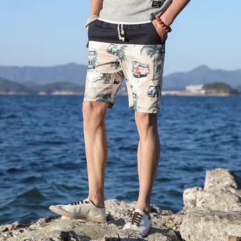 

Plus Size Beach Pants Men's Shorts Seaside Linen Seaside Holiday Swimming Trunks Hot Spring Pants Quick-drying Loose