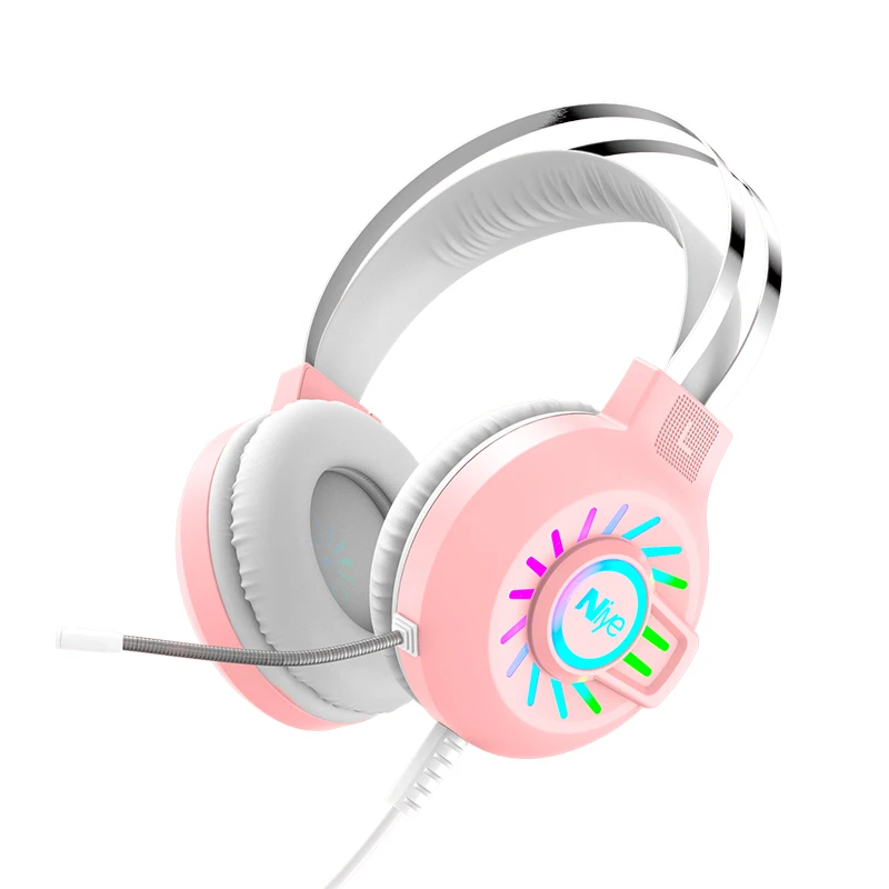 Headset Wired Computer Headset 3D Stereo Gaming Headset with Microphone Noise cancelling Headphone Girl Cute Headphones