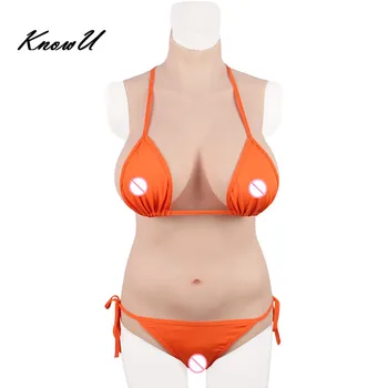 

KnowU E Cup Silicone Fullbody Suit Elastic cotton filled Penetratable Zentai силиконовые трусики влагалища culotte en silicone