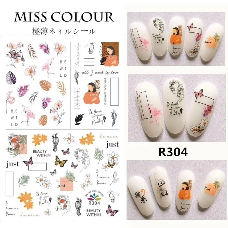 

R series R-303-305 ANOTHER flower nail 3d nail art stickers decal template diy nail tool decorations