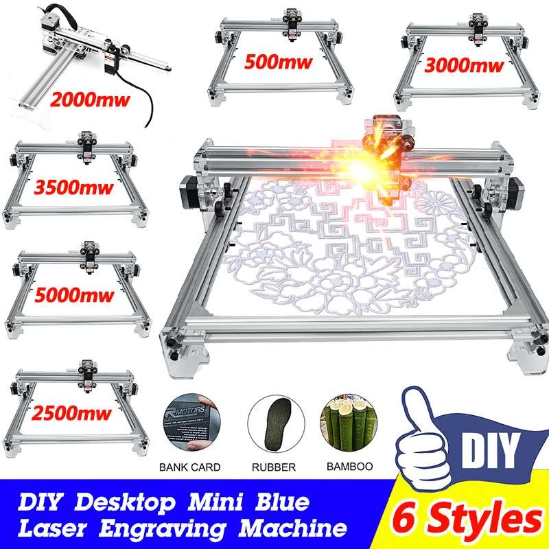 50x65cm 3000MW Area Mini Laser Engraving Cutting Machine Printer Kit Desktop 