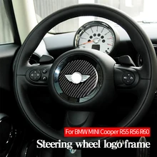 

Steering Wheel Logo Frame For BMW MINI Cooper R55 R56 R60 Carbon Fiber Texture Hollow Interior Decoration Accessories