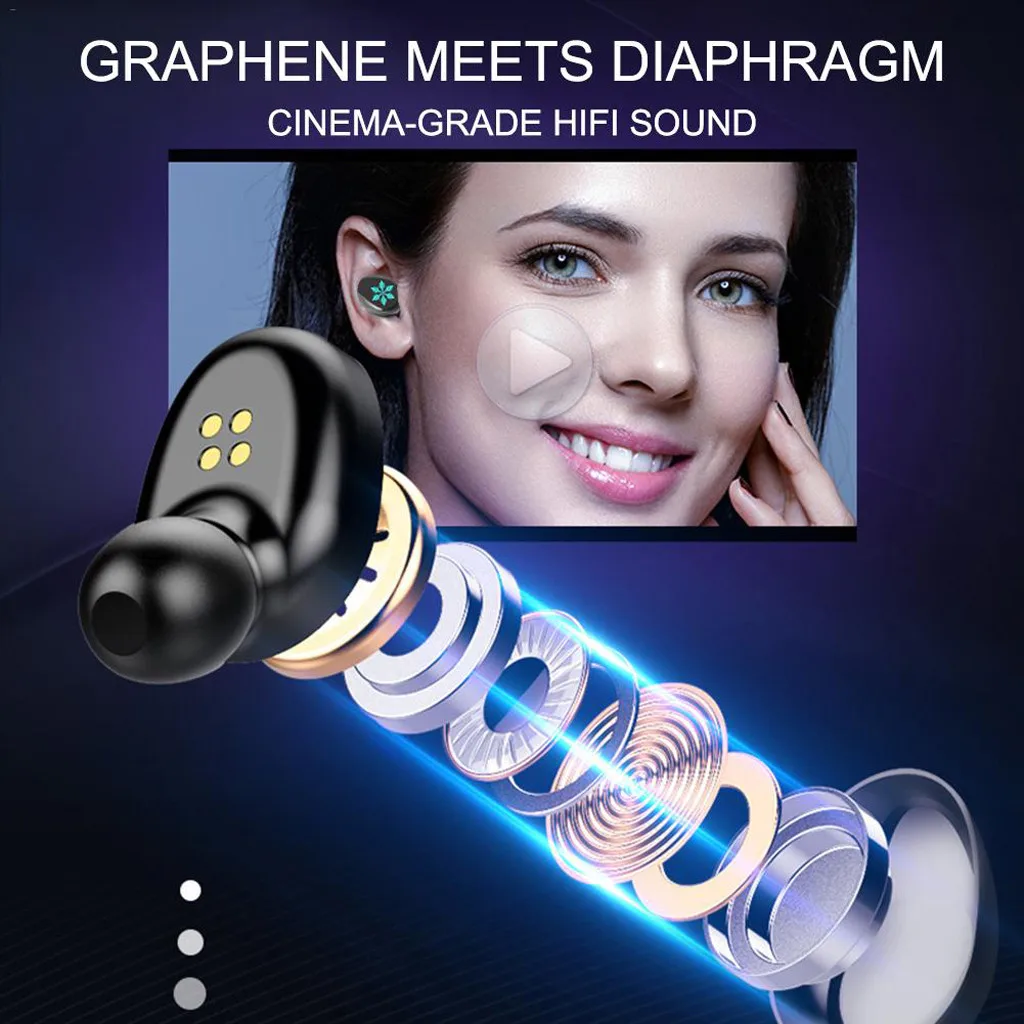 Bluetooth 5.0 Headset TWS Wireless Earphones Mini Earbuds Stereo 2019 Phones HD Call Running Earphone #30