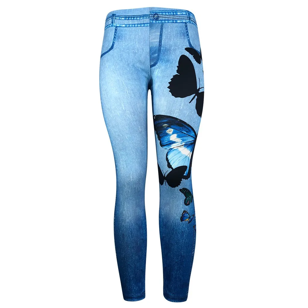Женские джинсовые длинные штаны нового размера плюс с принтом бабочки, обтягивающие повседневные брюки, всесезонные Модные Повседневные Удобные брюки# A