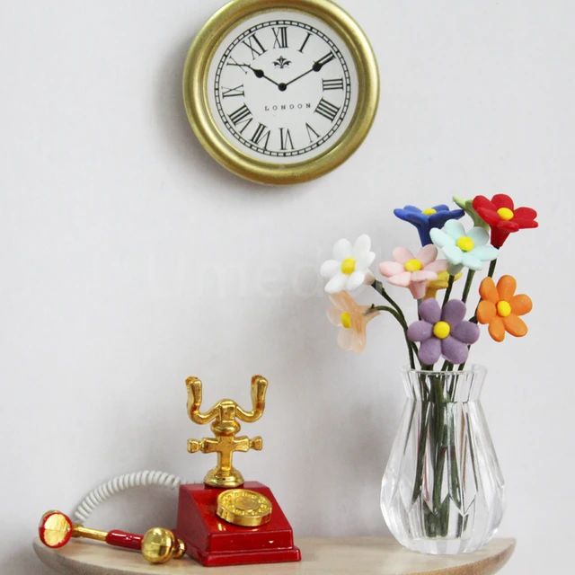 1/12 Lovely Miniature Dollhouse Daisy Flower Mini Rose Vase for Barbies Blyth Doll House Furniture Decoration Accessories 6