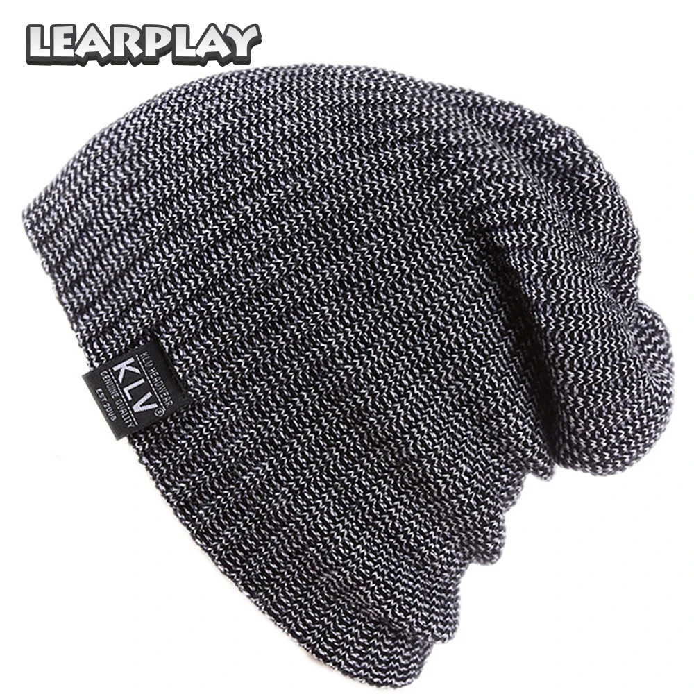 New Striped Loose Knitted Beanie Hats Fashion Acrylic Winter Outdoor Warm Bonnet Soft Cap Men Women Hip Hop Skiing Skullies