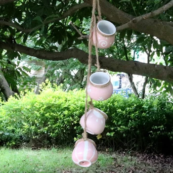

4PCS Mini Hemp String Succulent Plant Hanging Pot Hanging Wall Hanging Flower Pot Flower Ornaments