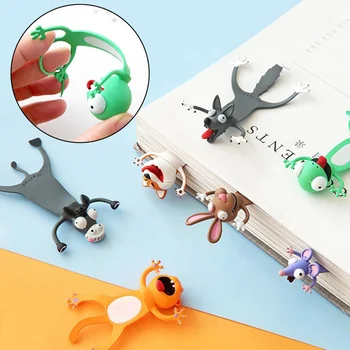 

Kawaii 3D Animal Squashed Cat Rabbit mouse Bookmarks Creative Wolf Book Marks For Kids Girl Gift Office School Kawaii Stationery