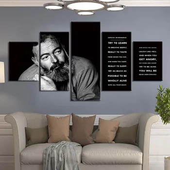 

Canvas Pictures Wall Art Poster Framework 5 Piece Ernest Hemingway Paintings Home Decor