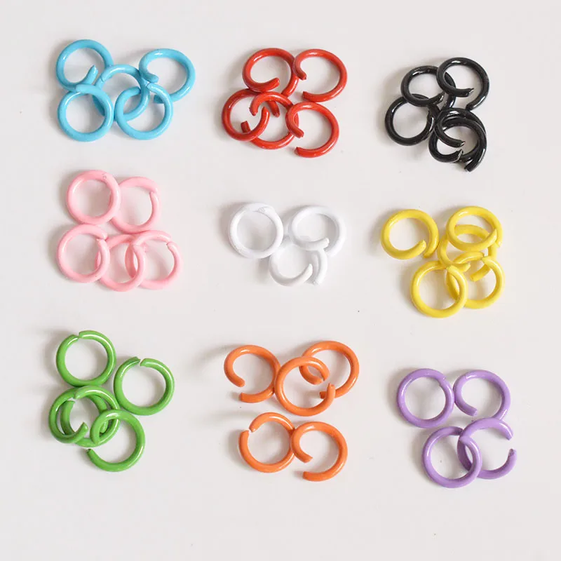

100pcs/8mm Metal Open Single Loops Colorful Paint Jump Rings & Split Ring for Christmas & halloween DIY jewelry making Findings