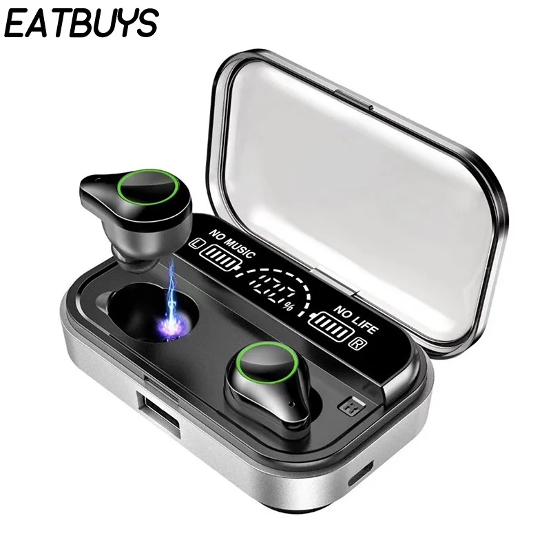

Tws 5.0 Bluetooth 9D Stereo Earphone Wireless Earphones Ipx7 Waterproof Headphones with 4000mah Led Smart Power Bank Headset