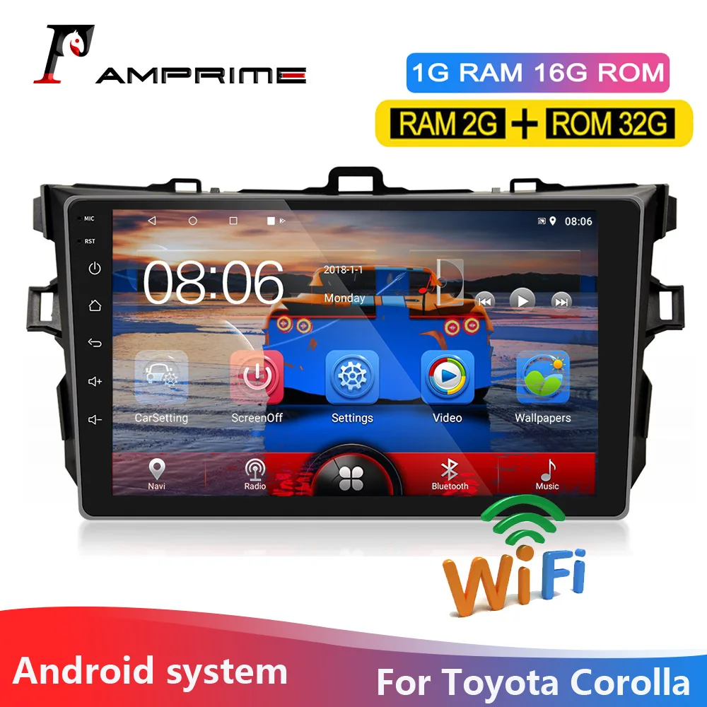 Автомагнитола AMPrime 2Din 2 Гб + 32 ГБ Android 9 &quot мультимедийный видеопроигрыватель для