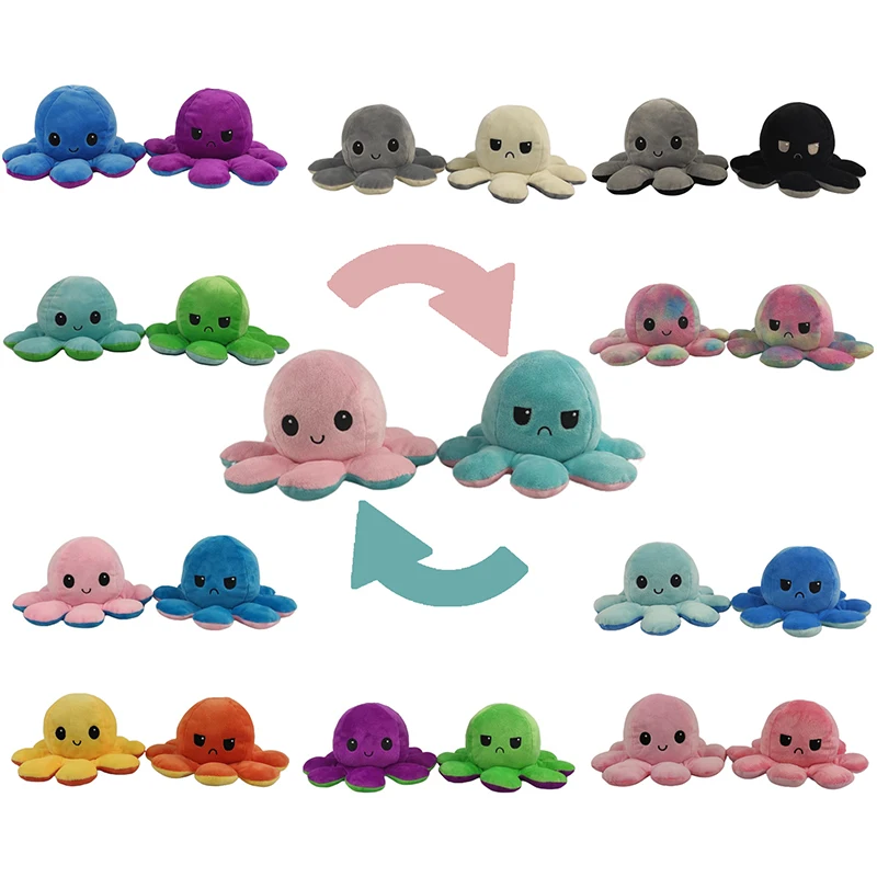 

Reversible Flip Octopus Stuffed Plush Doll Soft Simulation Reversible Plush Toy Color Chapter Plush Doll Filled Plush Child Toy