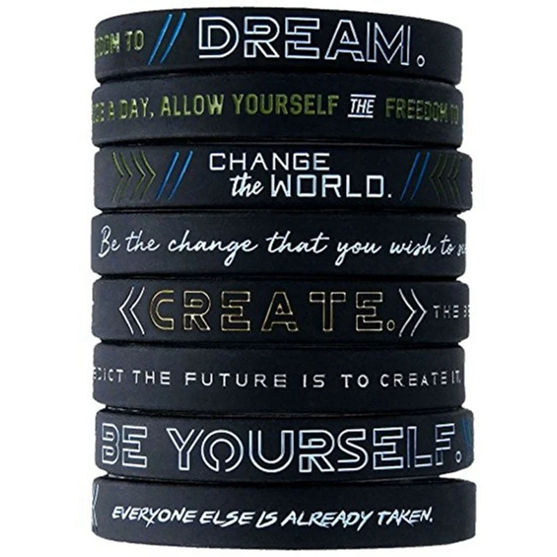 Inspiring Bracelets Motivational Be Yourself Change The World Create Dream Inspirational Silicone Wristband 1Pc