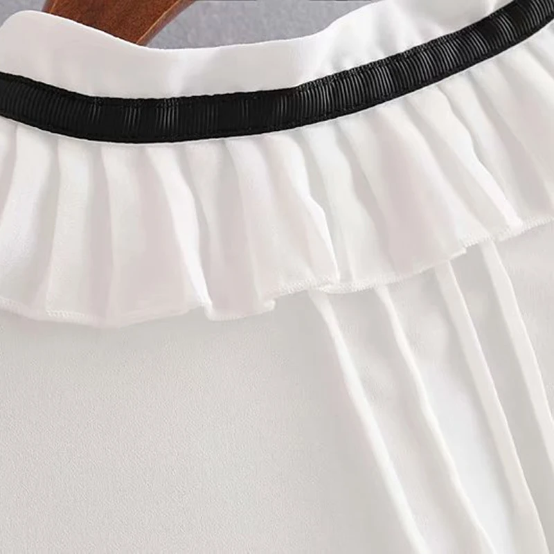 Bow Tie Sweet White Blouse Women Ruffled Long Sleeve Fashion Ladies Shirts Solid Lace Up Casual Tops Autumn Blusa Feminina