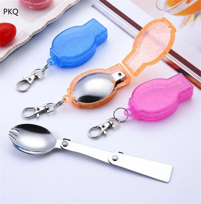 

Stainless Steel Foldable Coffee Spoon Fork Set Soup Spoon Outdoor Portable Tableware With Plastic Box