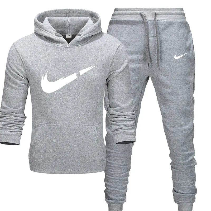 

2019 New Fashion Men Hoodies Suits Brand Tracksuit Men Hip Hop Sweatshirts+Sweatpants Autumn Winter Fleece Hooded Pullover