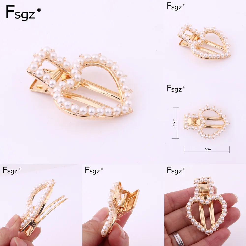 

2019 Pearl Barrette For Women High Quality Pearls Hairgrips For Lady Korean Brand Gold Heart Hair Clip Hair Jewelry Accessories