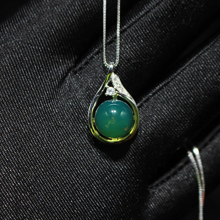 

P12 Blue Amber 925 Silver Pendant Scorching Summer Fresh Money Can Delivery Silver Necklace Exquisite Gift Gift Box