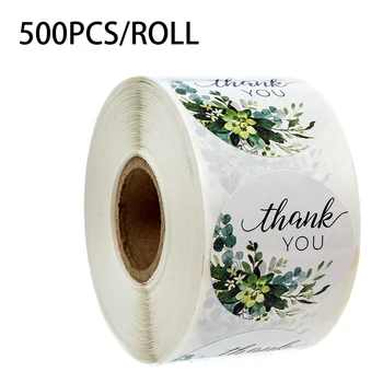 

500 Pcs / Roll Flower Print Thank You Stickers Labels Sticker DIY Handmade Scrapbooking Journal Gift Decor Sticker