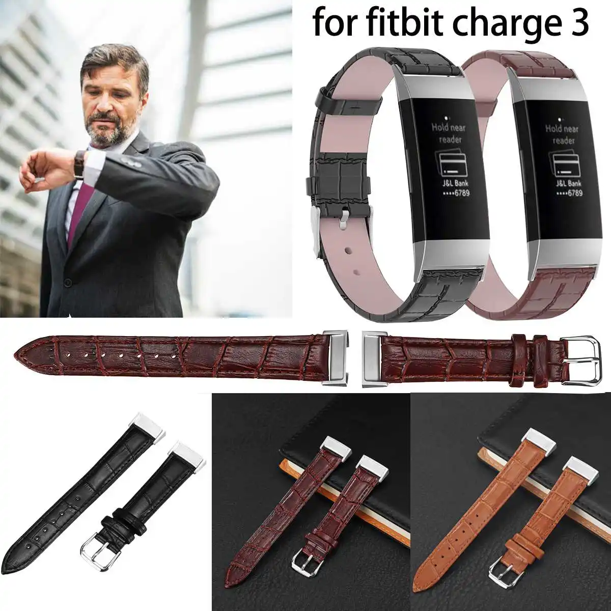 Сплав кожа спортивные часы полосы замена фитнес-ремень для Fitbit Зарядка 3 ремешок Браслеты Браслет ремень аксессуары