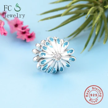 

Fit Pandora Charms Bracelet Silver 925 Original Charms Blue Daisy Flower Charm Beads for Making DIY Jewelry Berloque