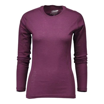 

100% Merino Wool Tops shirt Women of wine Thermal Underwear long sleeve light weight Crew Base Layer Tops European 160GSM