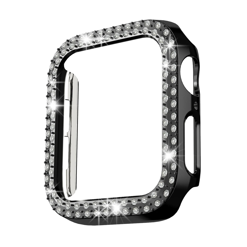 Diamond Cover for Apple Watch Case Series 7 6 SE 5 4 3 2 1 45mm 41mm for Iwatch 40mm 44mm 38MM 42MM Bumpe Protective Bling Cases