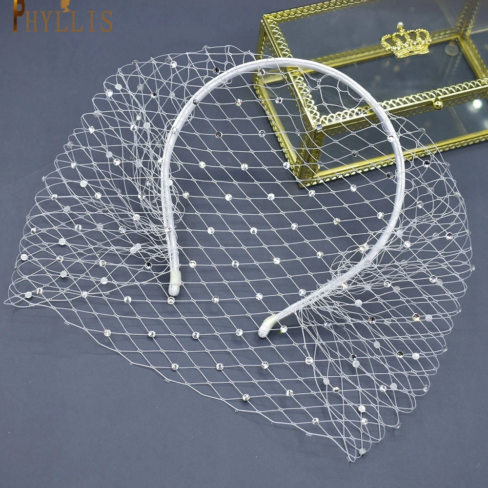 JM06 Handmade Birdcage Veil Rhinestone Headband Fascinator Hat Vintage Wedding Bridal Headpiece Hairbands Party Hair Accessories