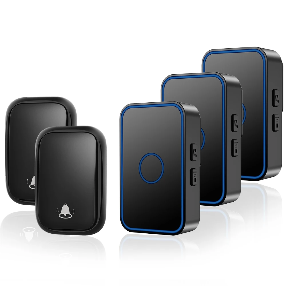 Wireless Doorbell Self powered Waterproof No Battery Required 60 Chimes 0-110dB Smart Home Door Ring Bell US EU UK Plug
