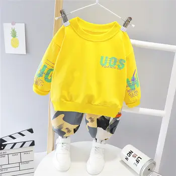 

2020 New Brand Fashion Spring Autumn Children's Baby Boy Clothes Letters T Shirt camouflage Pants 2PCS Kids Sports Clothing Sets