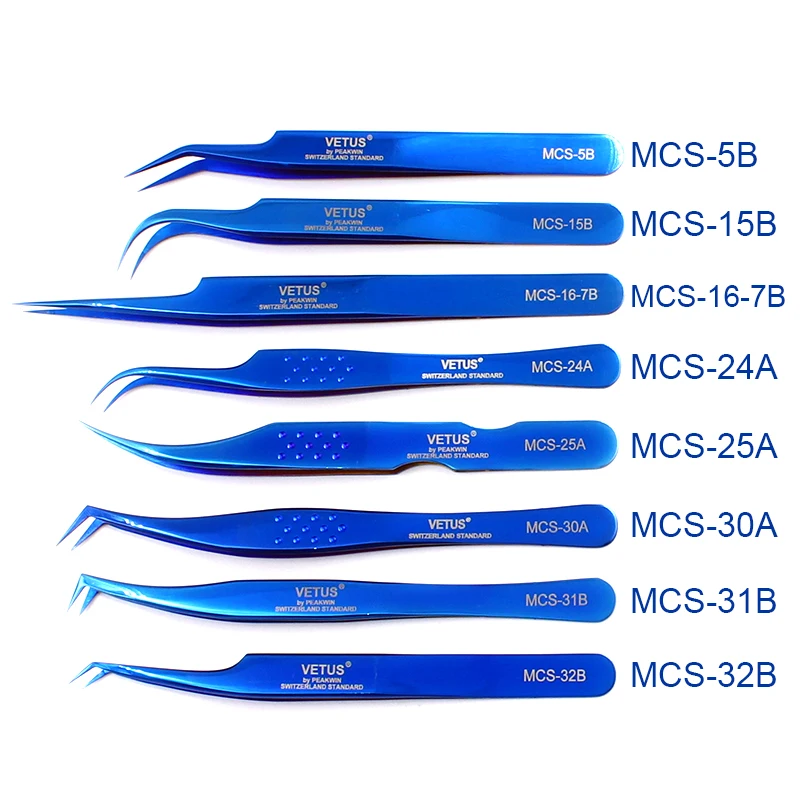 Vetus MCS Series Russian Volume Bloom Eyelash Extension Tweezers Stainless Precision Lash Tweezers Tools 1pcs eyelash tweezers