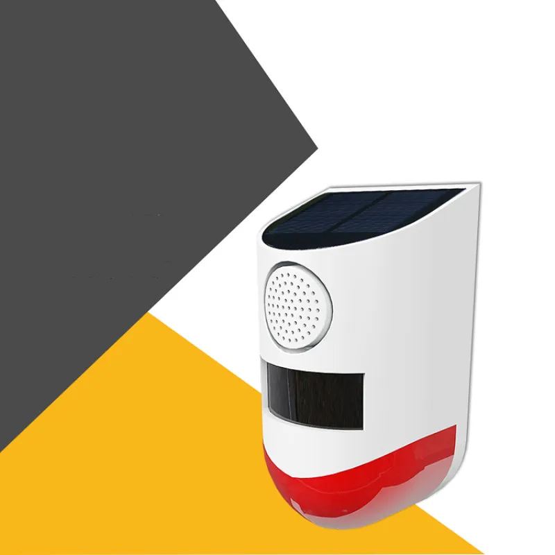 

NEW-New Solar Infrared Motion Sensor Alarm With 120Db Siren Strobe Light For Home Garden Carage Shed Carvan Security Alarm Syste